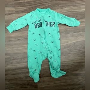 Carter's Baby Boy Teal Little Brother Footie size 3M